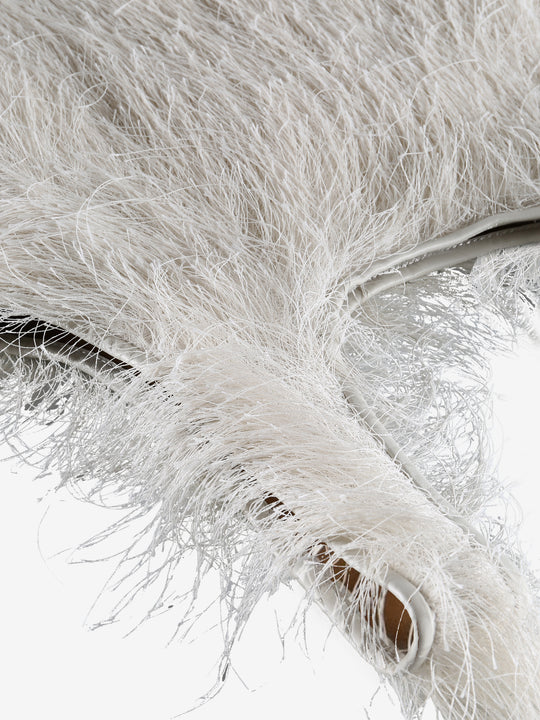 Close up of White bags, showing texture of the Ployester fabric