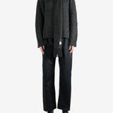 Grey knitwear, full body view