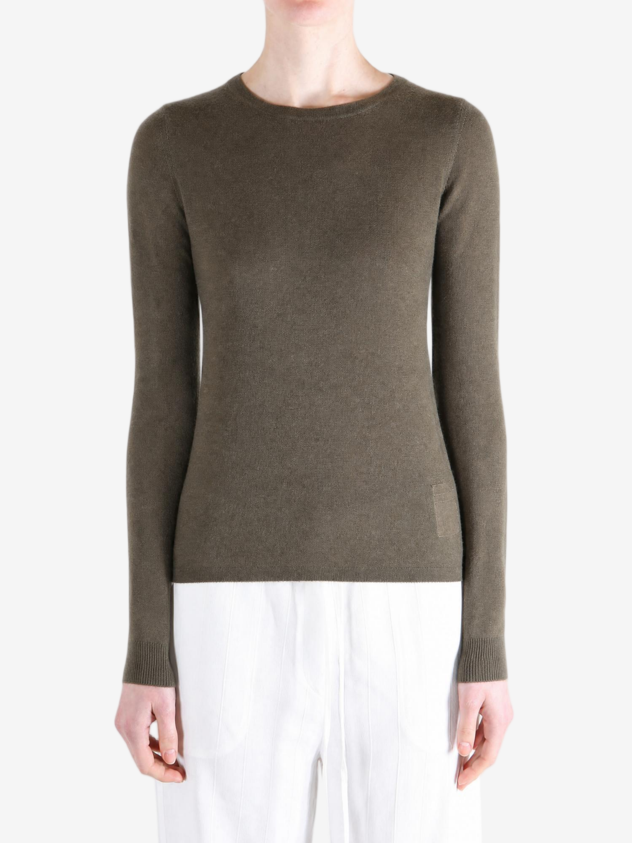Brown t-shirt worn by a person, showing the t-shirt fit