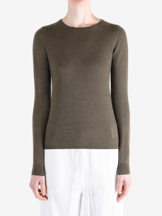 Brown t-shirt worn by a person, showing the t-shirt fit