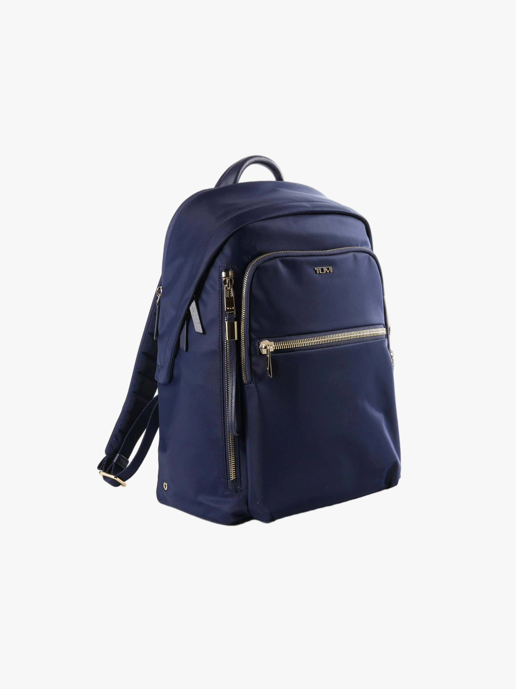 Navy backpack, side view