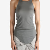 Grey top worn by a person, showing the top's fit