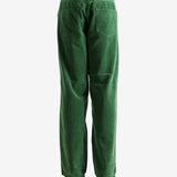Green pants worn by a person, showing the pants's fit