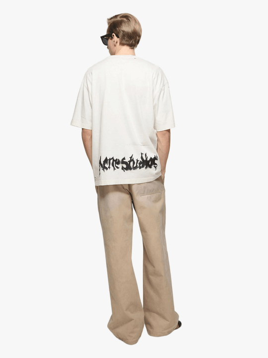Tan t-shirt, full body view