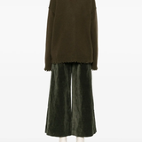 Green cardigan, full body view