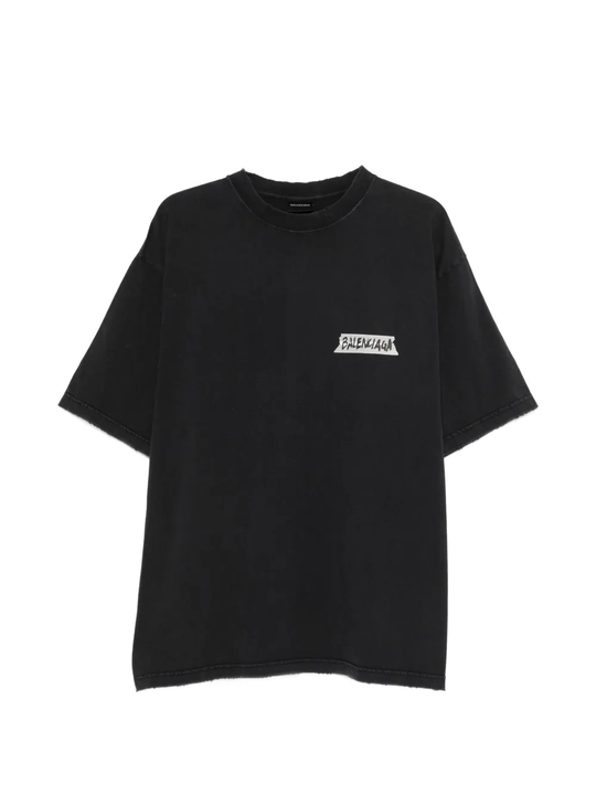 black t-shirt, front view
