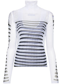 JEAN PAUL GAULTIER - Women Printed "Feathers Mariniere" Spandex And Mesh Longsleeve Top