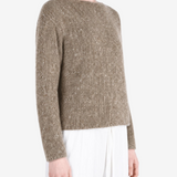 AURALEE - Women Low-Gauge Homespun Tweed Knit Boat-Neck Pullover