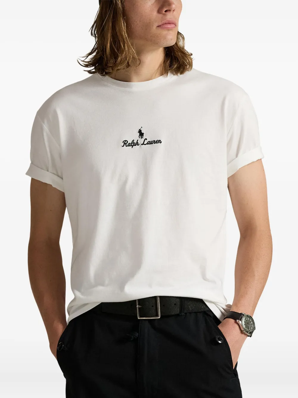 white t-shirts worn by a person,showing the t-shirts fit