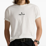 white t-shirts worn by a person,showing the t-shirts fit