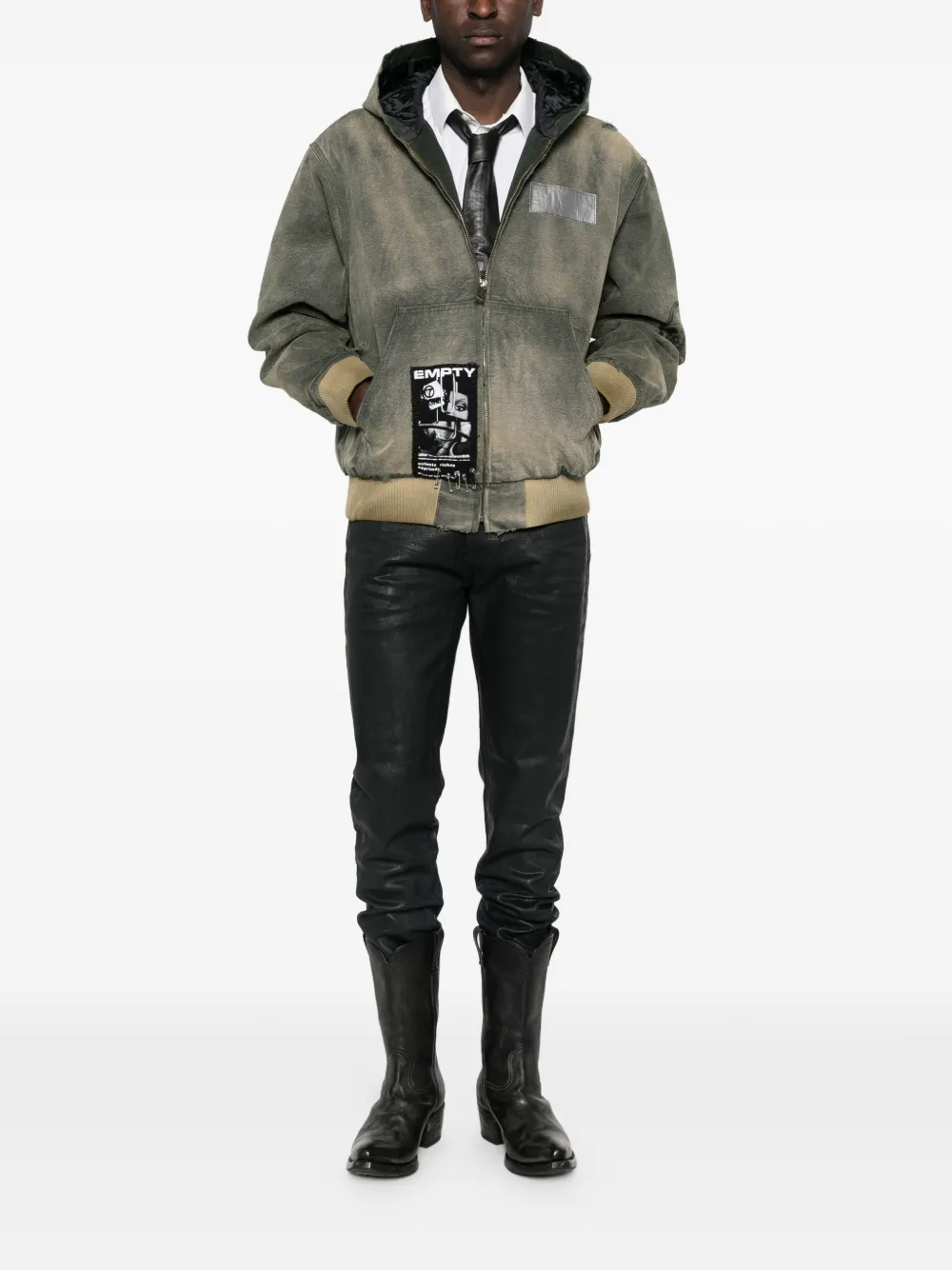 Green jacket,full body view