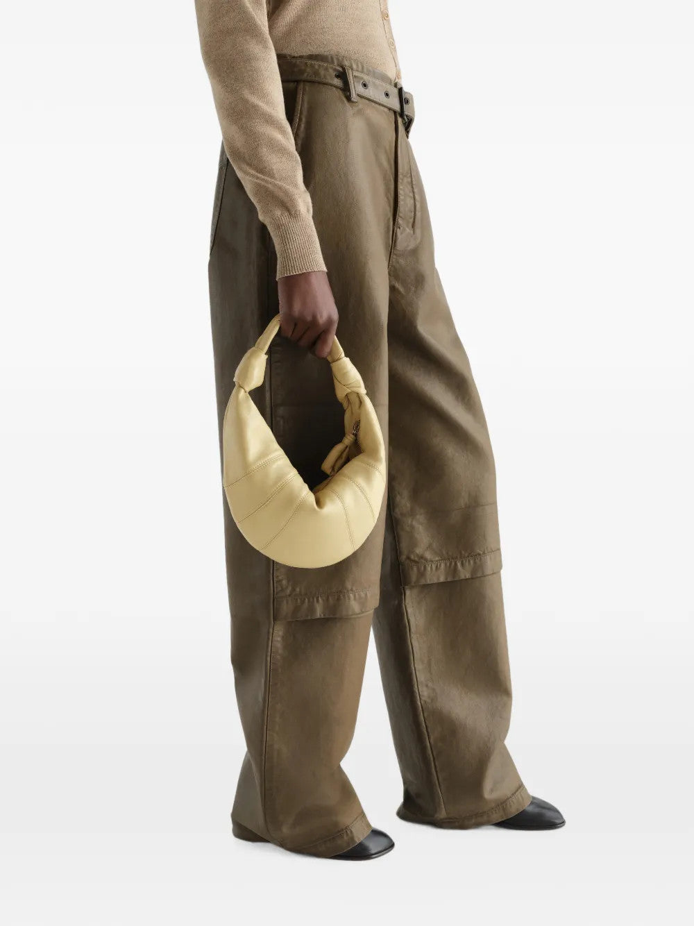 Tan bag, side view