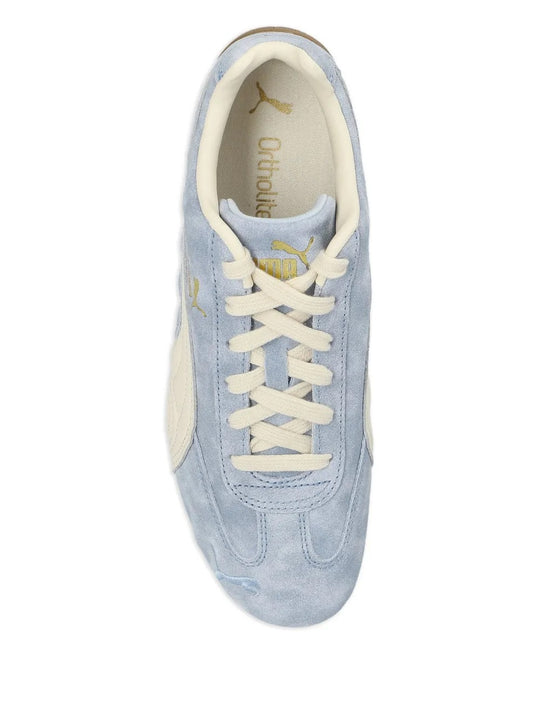 Blue sneaker, side view