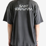 Black t-shirt worn by a person, showing the t-shirt's fit