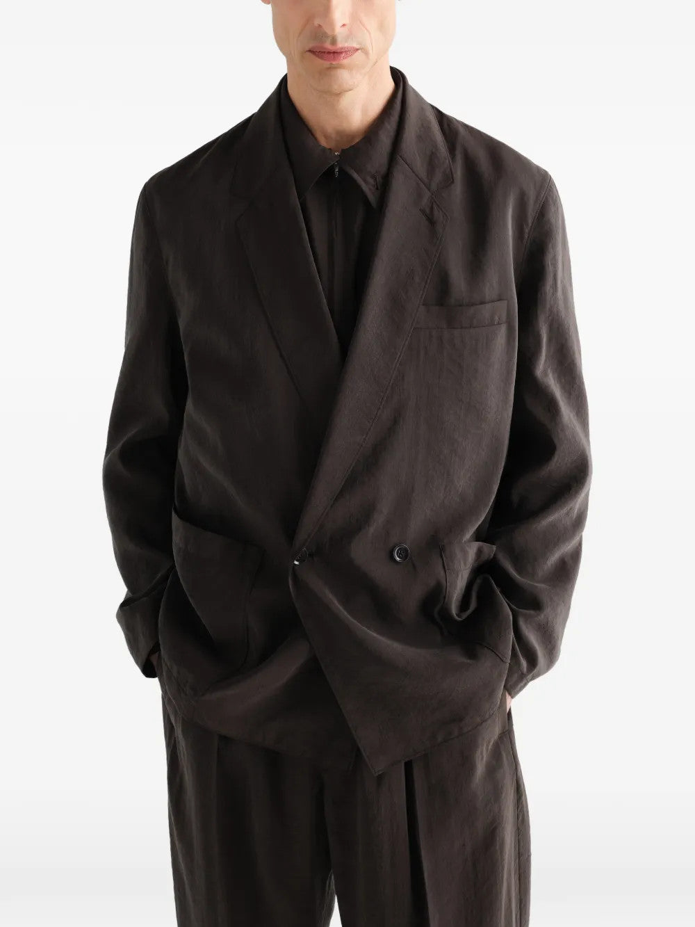 Brown jacket, full body view