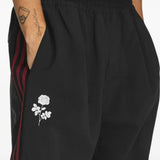 Black pants worn by a person, showing the pants fit