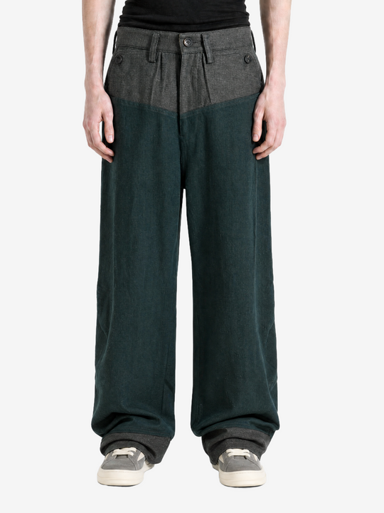 Green jeans, front view