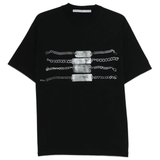 black t-shirt, front view