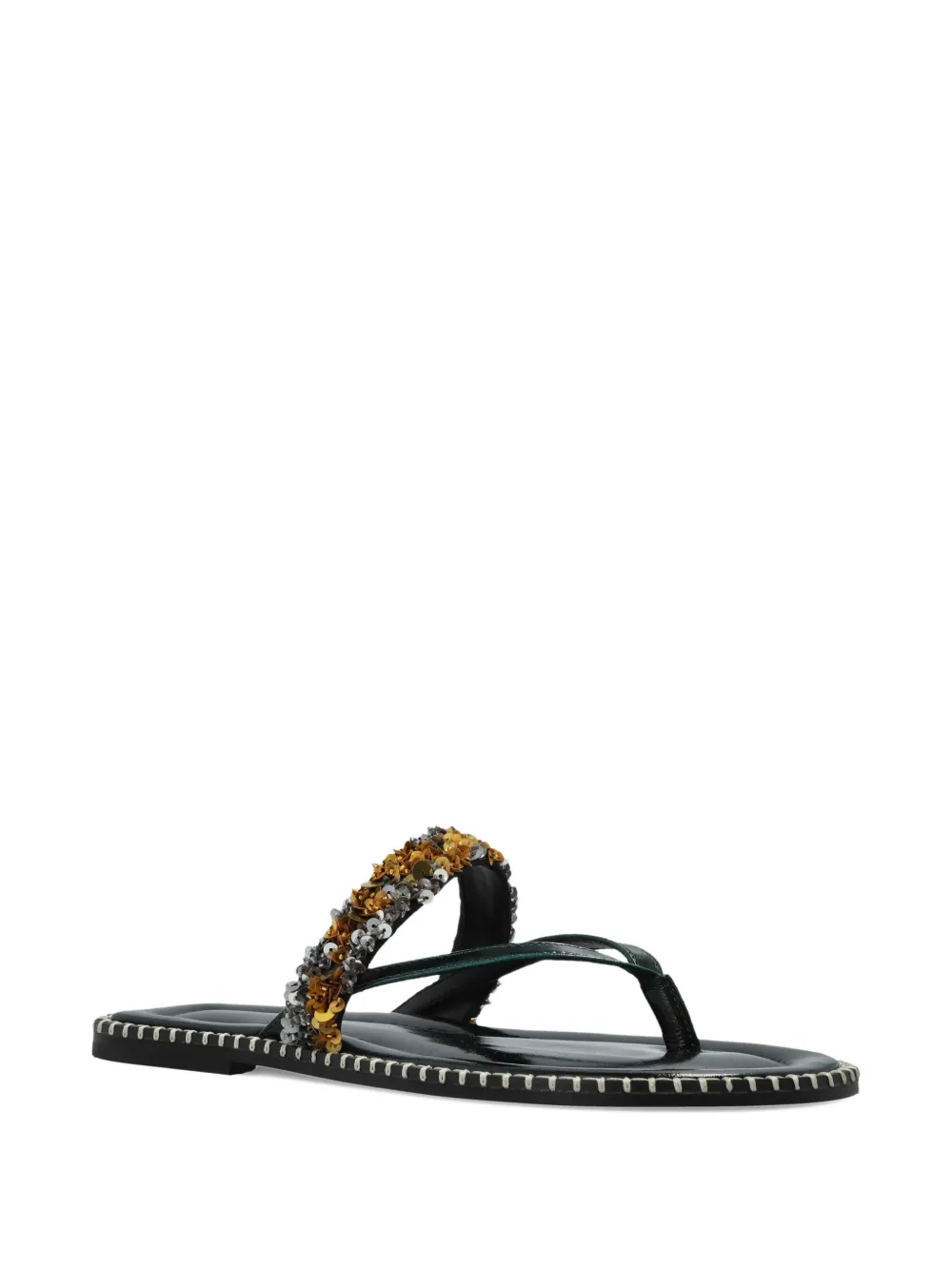 green sandals,side view