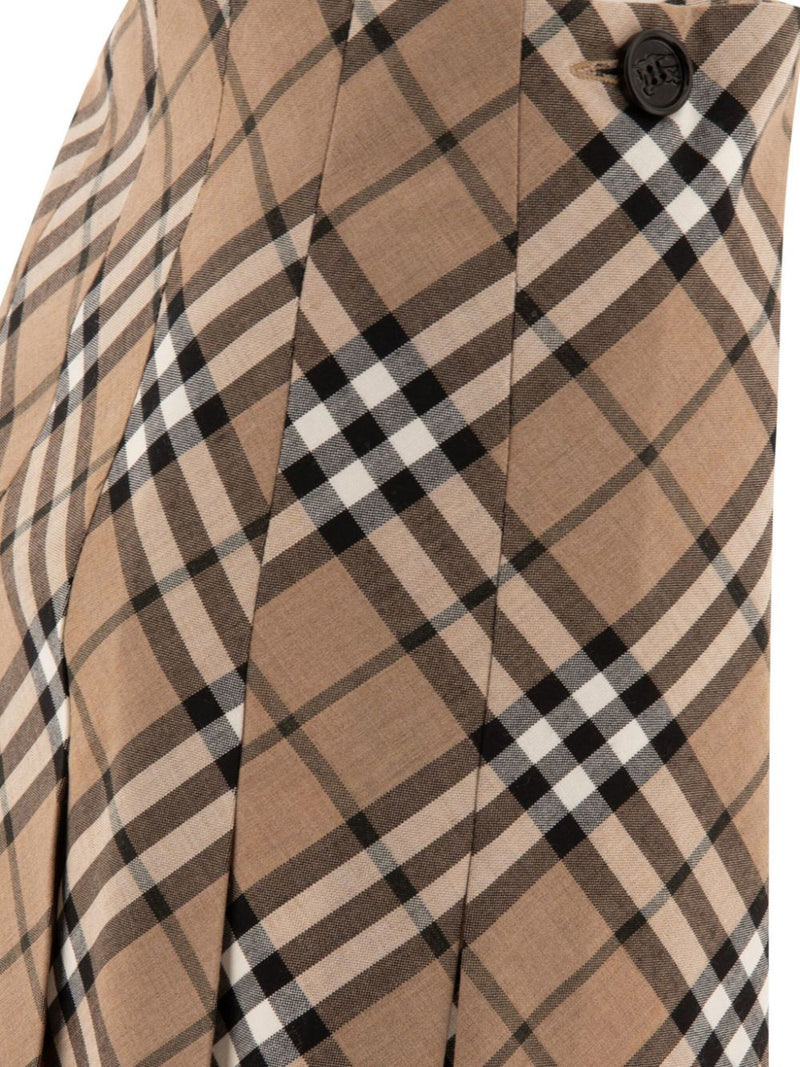 BURBERRY - Women Check Wool Kilt