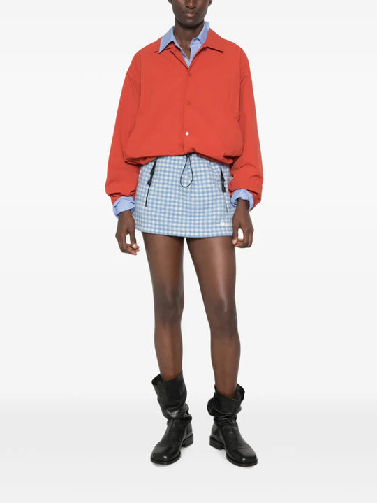 Blue skirt, full body view