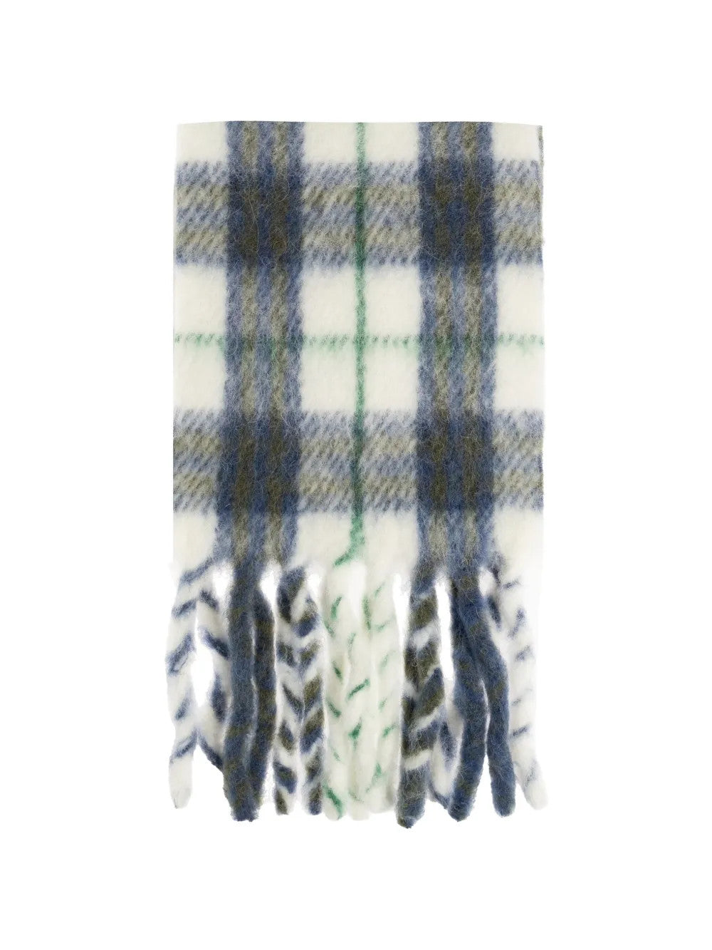 Close up of Blue scarf, showing texture of the 79% wool/ 21% polyamide fabric