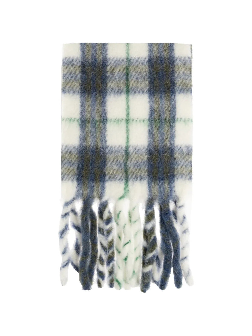 Close up of Blue scarf, showing texture of the 79% wool/ 21% polyamide fabric