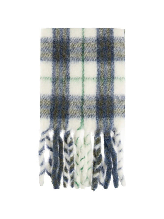 Close up of Blue scarf, showing texture of the 79% wool/ 21% polyamide fabric