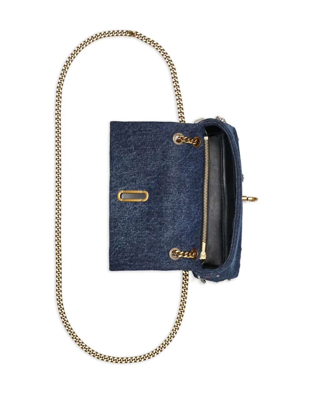Close up of blue bags, showing texture of the polyester and cotton fabric