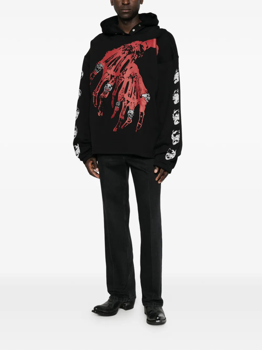 Black hoodie, full body view