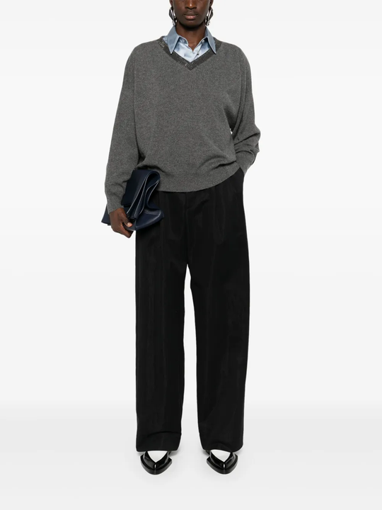 Grey knitwears, full body view