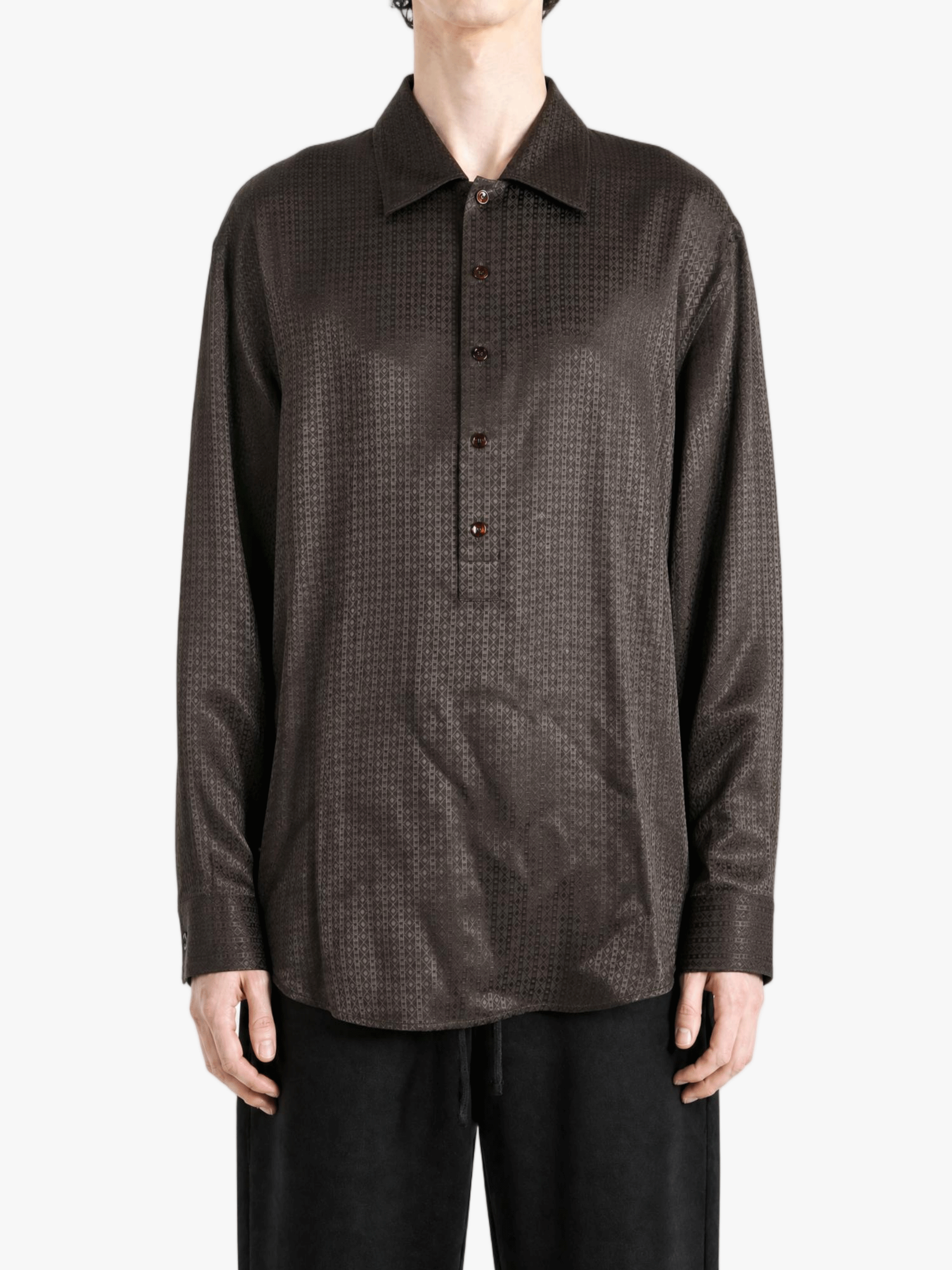 Brown shirt, full body view