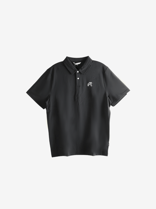 Black polo shirt,front view