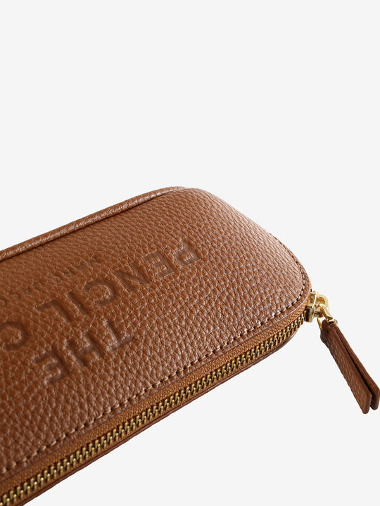 Close up of brown bag, showing texture of the cotton fabric