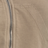 Close up of brown hoodies, showing texture of the cotton fabric