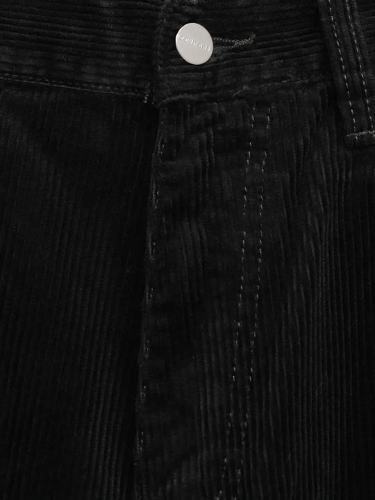 Close up of Black pants, showing texture of the 100% cotton fabric