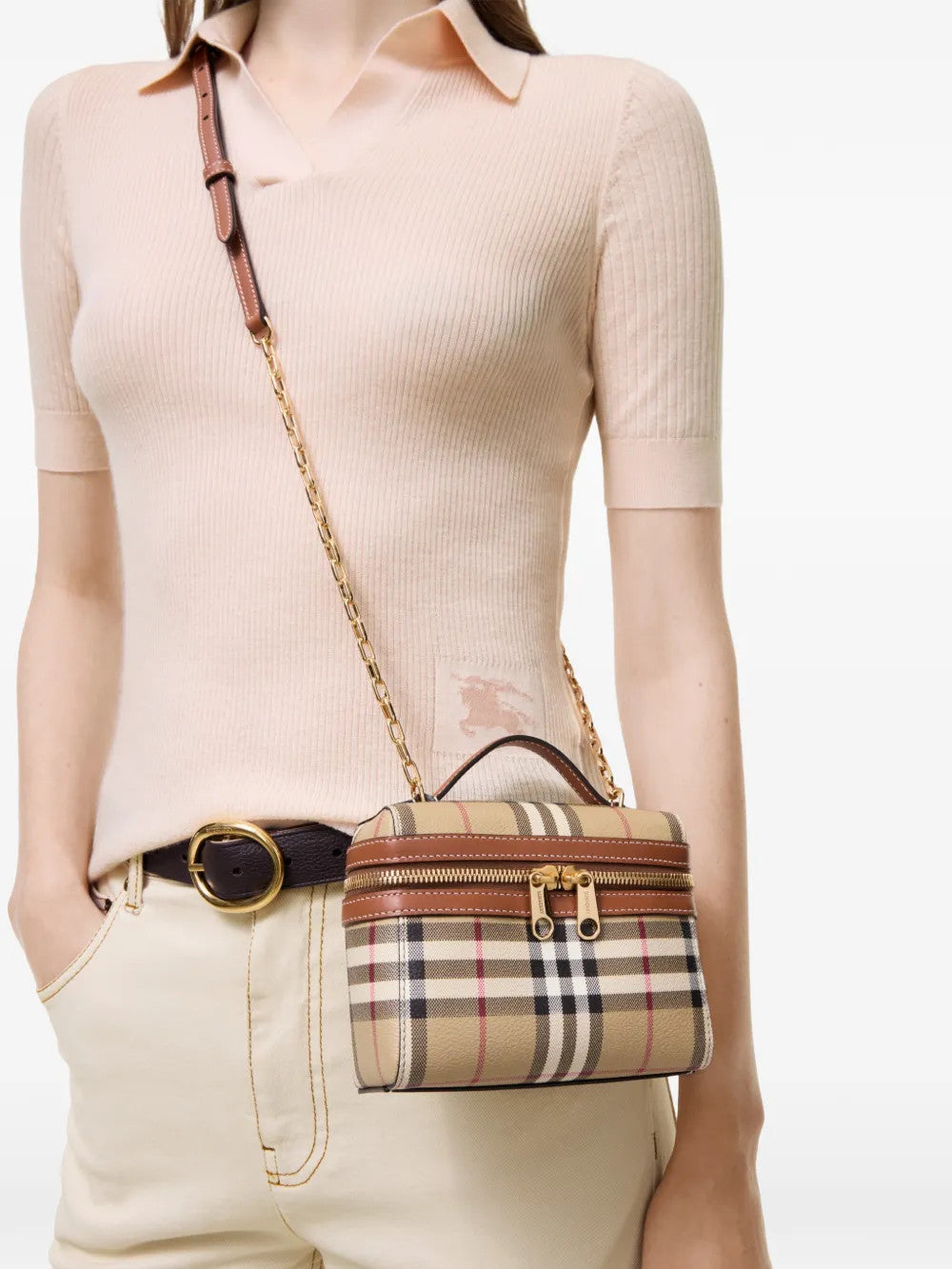 Tan bag, front view
