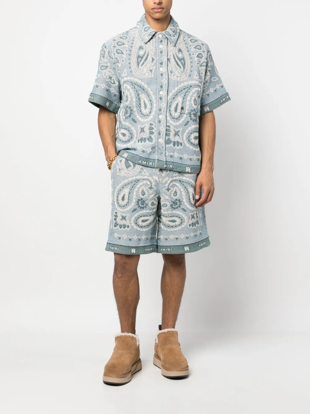 Blue shorts, full body view