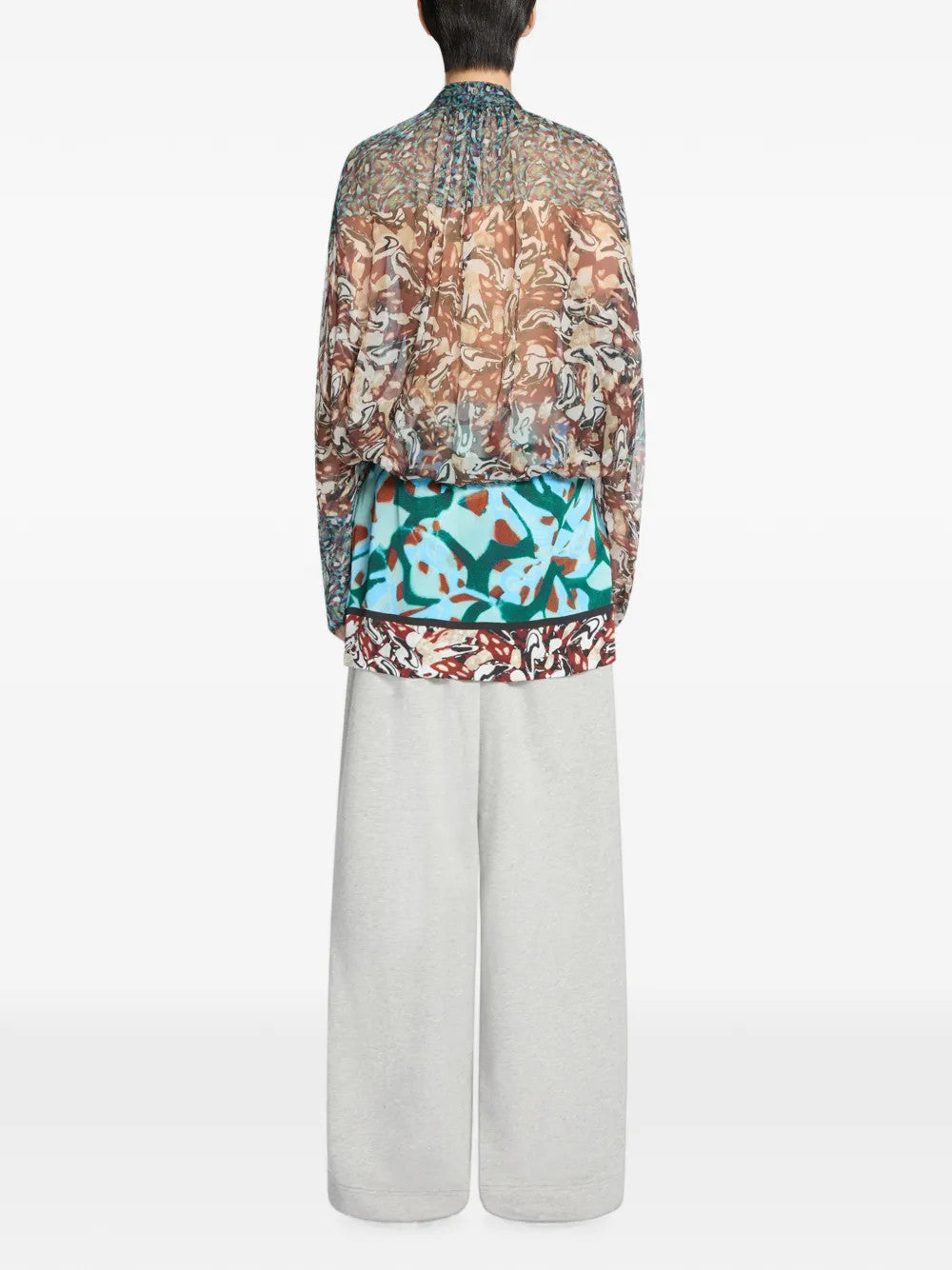 Green skirt, full body view