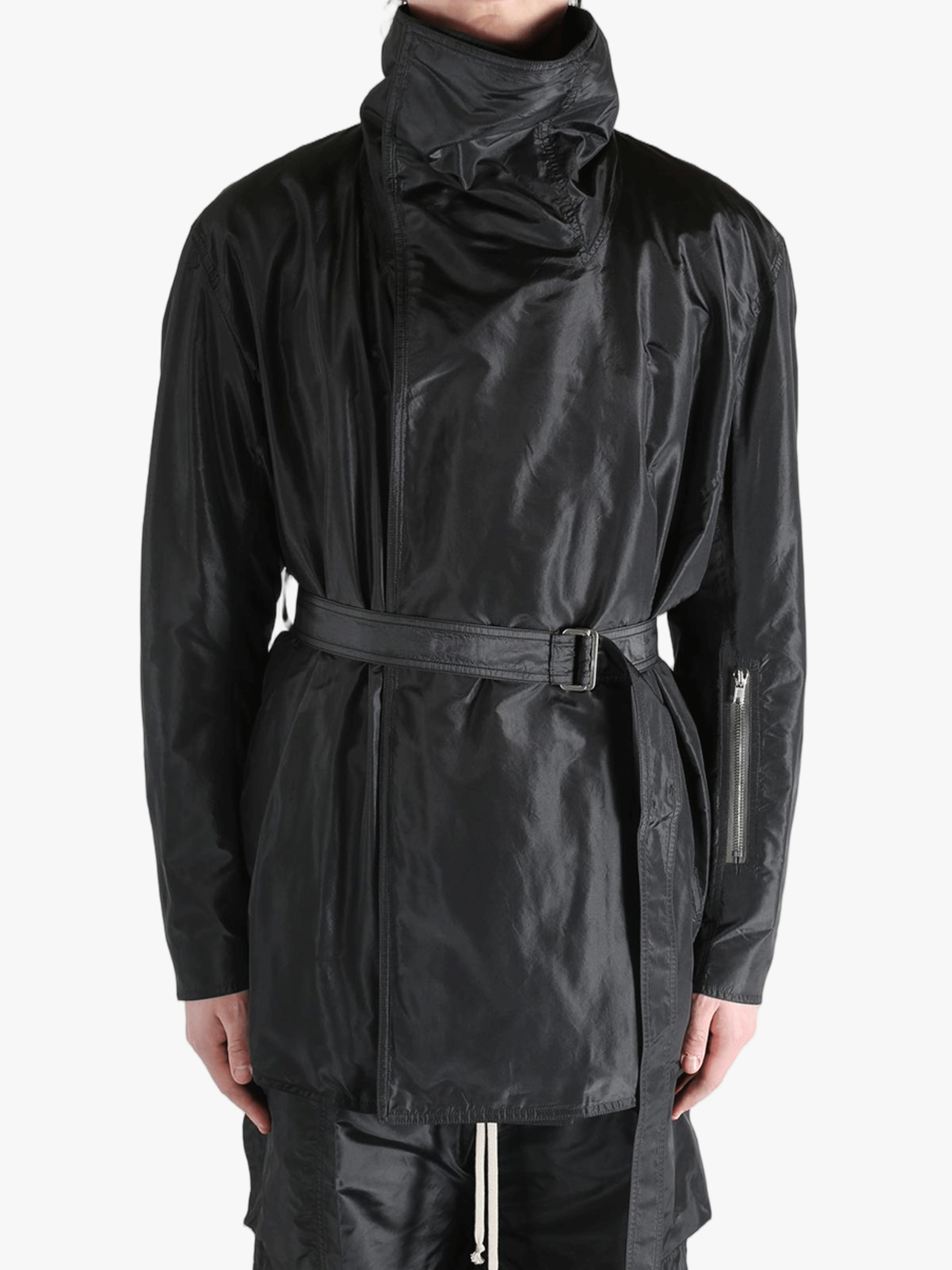 Black jacket worn by a person, showing the jacket's fit