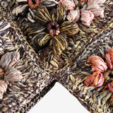 Close up of brown bag,showing texture of the wool fabric.