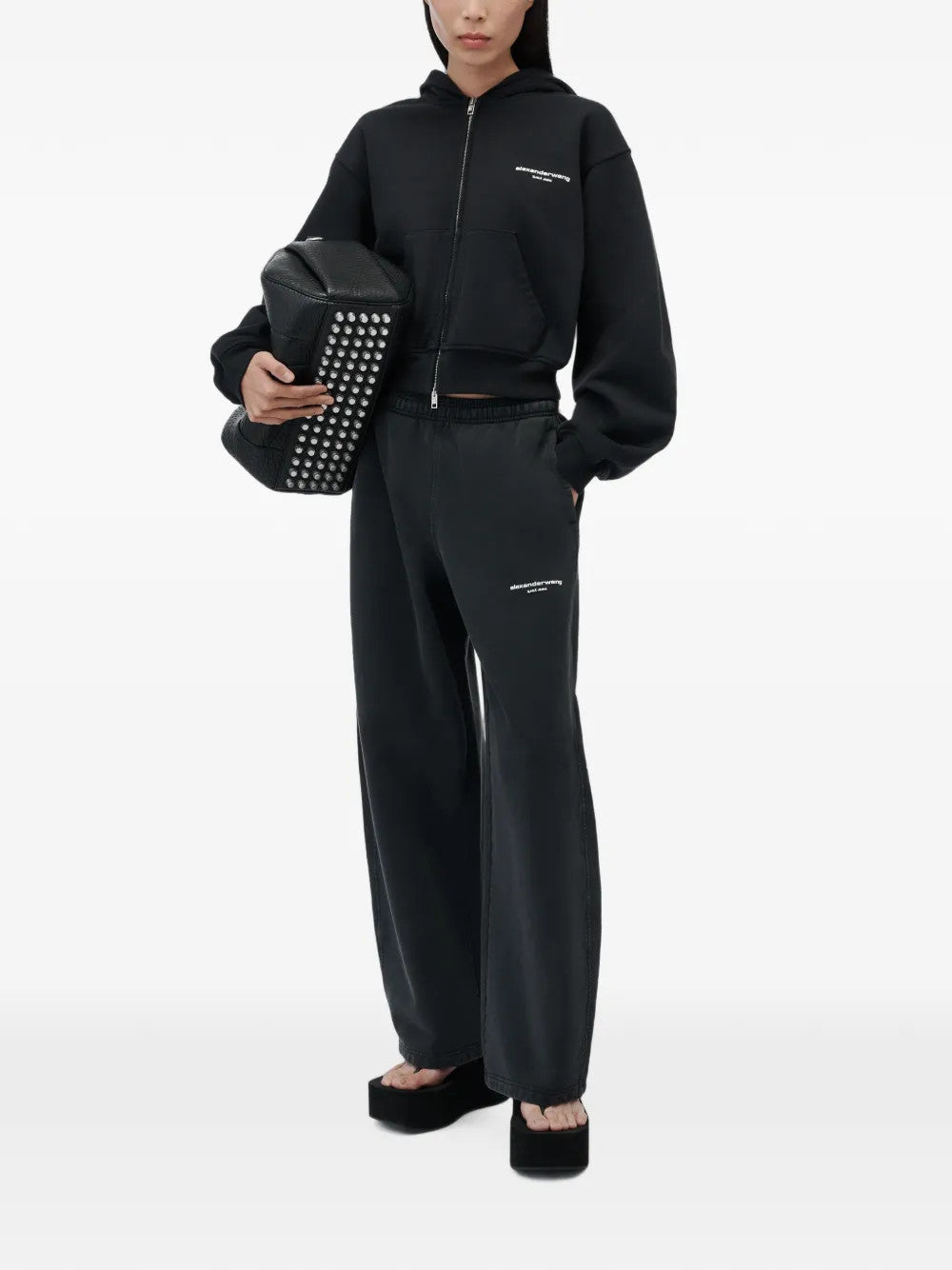 Black hoodie, full body view