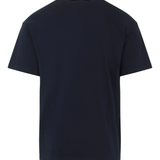 Blue t-shirt, back view