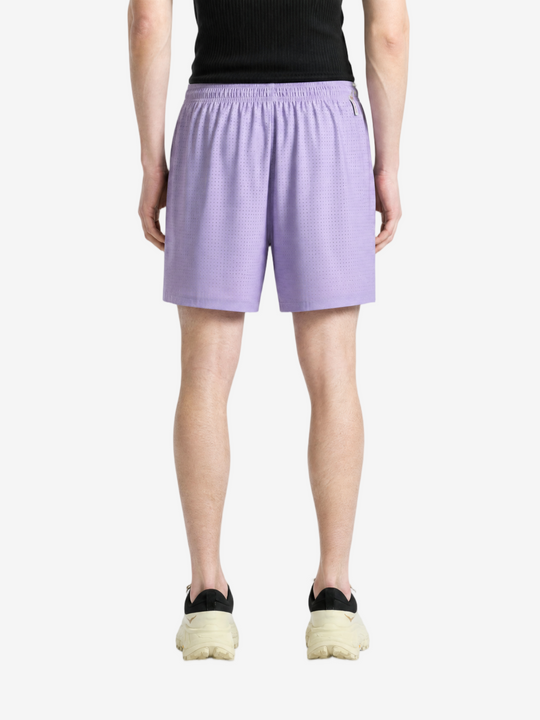 Purple shorts, full body view