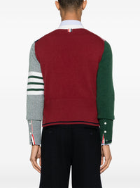 THOM BROWNE - Men Jersey Float Jacquard Classic V Neck Cardigan In Merino Wool