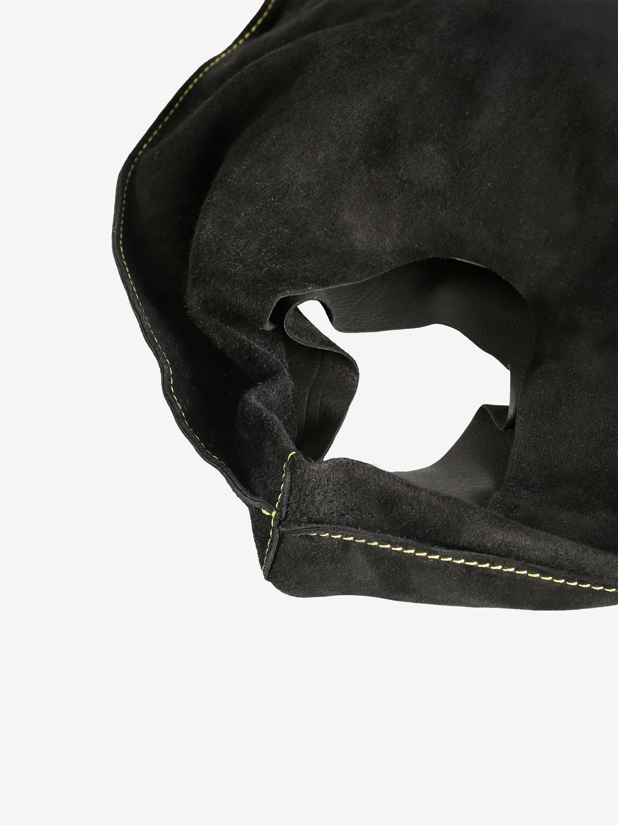 Close up of black bag, showing texture of the calfskin fabric