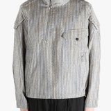 Grey jackets-coats worn by a person, showing the jackets-coats's fit