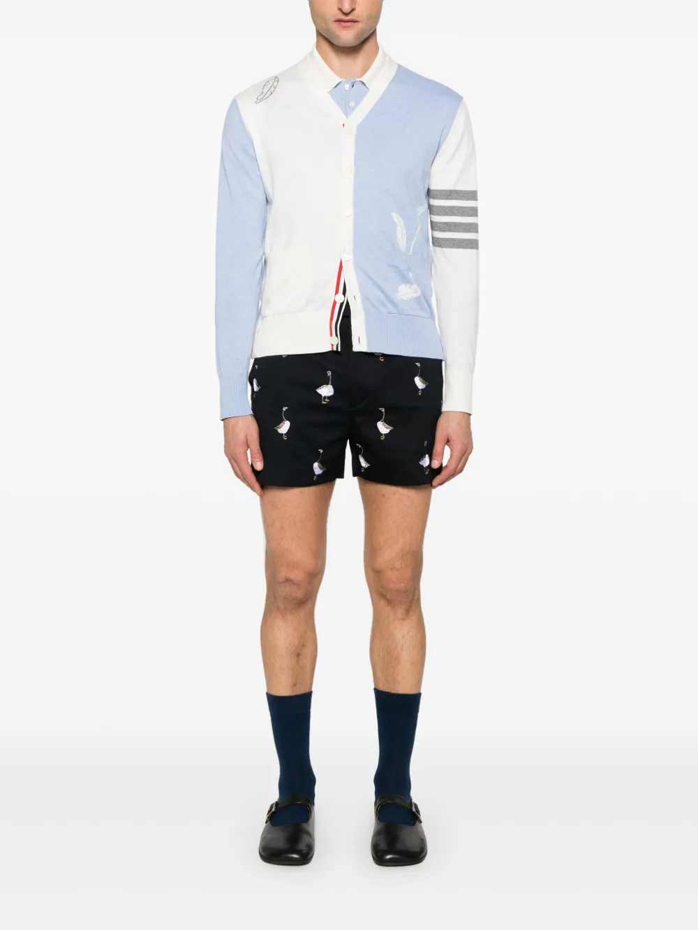 Blue knitwear, full body view