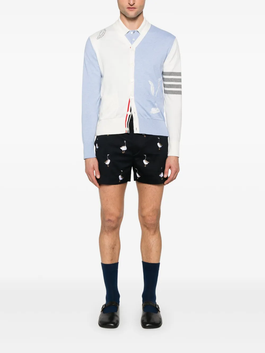 Blue knitwear, full body view