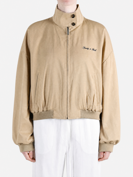 Tan jacket, full body view